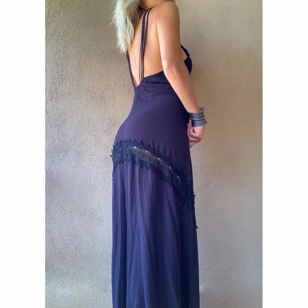 *Never Worn* Stone Cold Fox Women's Purple, Black Lace, Maxi Dress, Size M/L — image 2 of 5